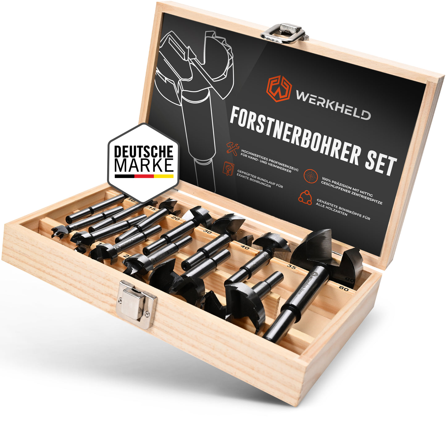 Forstnerbohrer Set - 13-teiliges Werkzeugset für präzise Bohrungen
